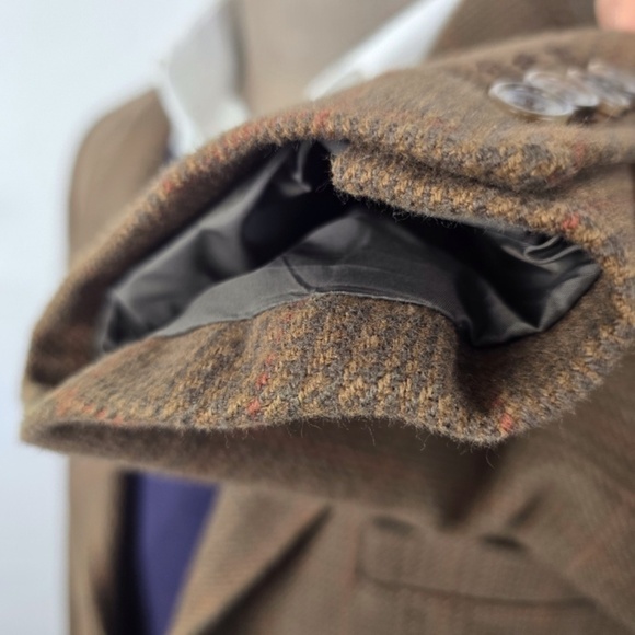 EDDIE BAUER- Sports Coat Mens M Soft Houndstooth Plaid Brown Jacket+ Measurement - Picture 7 of 13